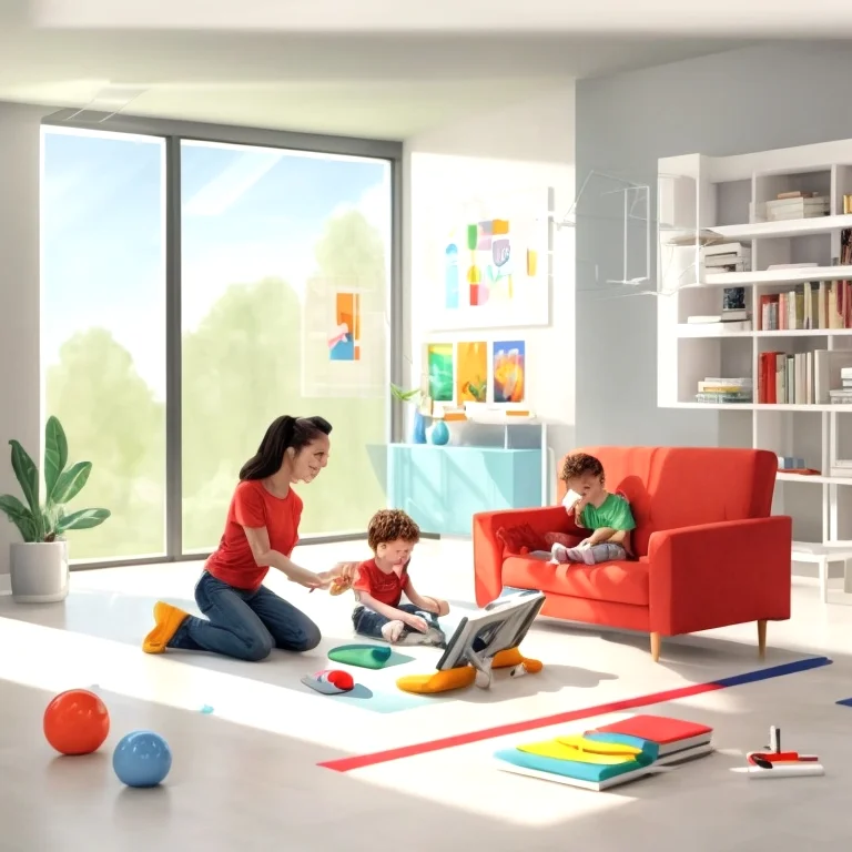 Familie spielt mit KI-System