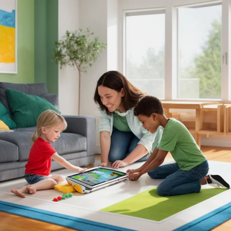 Kinder interagieren mit Tablet